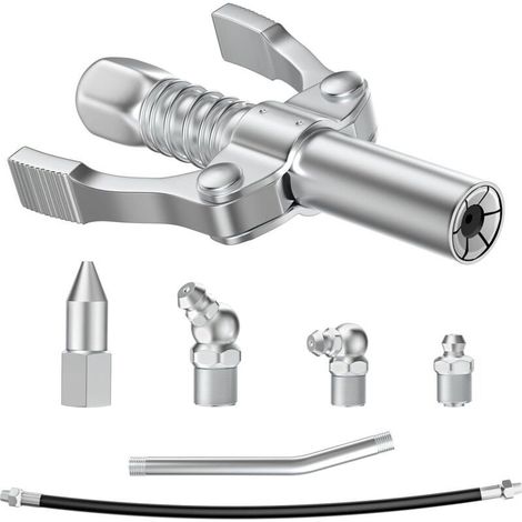 G Coupleur Embout pour Pompe à Graisse,Raccord de Pistolet à Graisse Coupleur 10000PSI avec Tuyau de 30 cm M10 Graisseur,Graisse pour Tous Les Types de Presses à Graisse (1/4)