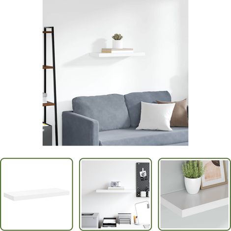 Étagère décorative - Étagère murale flottante blanc 60x23,5x3,8 cm MDF (1/5)