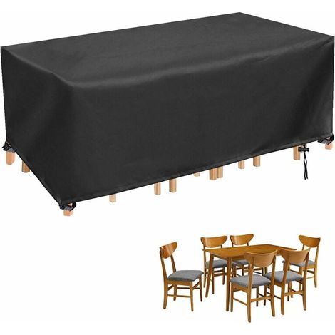 Gartentisch- und Stuhlabdeckung, wasserdichte rechteckige Outdoor-Wohnzimmerabdeckung, Outdoor-Tischabdeckung, robuste Oxford-Schutzhülle, 280 x 204 x 106 cm, Schwarz (1/5)