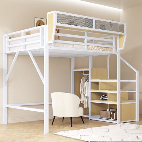 MEUBLIV Letto a soppalco 140x200 cm bianco – contenitore modulabile, senza materasso (1/5)