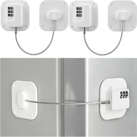 Lot de 2 cadenas à combinaison pour réfrigérateur, blanc (1/5)