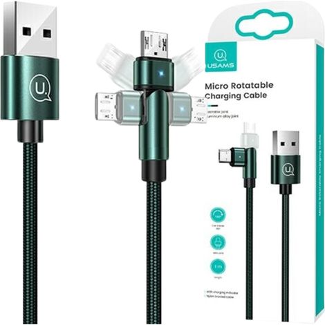 Usams Geflochtenes Drehkabel U60 2AmicroUSB grün/grün 1m SJ478USB02 (US-SJ478) (1/5)