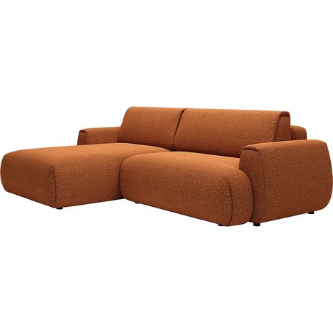 Divano letto angolare sinistro in tessuto ciniglia terracotta - MONELIA (1/5)