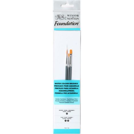 Pinceau - WINSOR & NEWTON - Fondation Aquarelle - Ronde - Set de 3 - Contrôle optimal pour détails