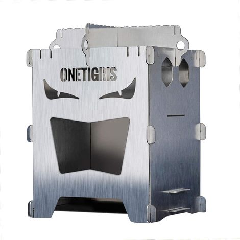 Portable Stainless Steel Titanium Wood Stove Camping Alcohol Stove Bushbox for Hiking, Trekking Outdoor Lightweight Foldable with Storage Bag (1/5)