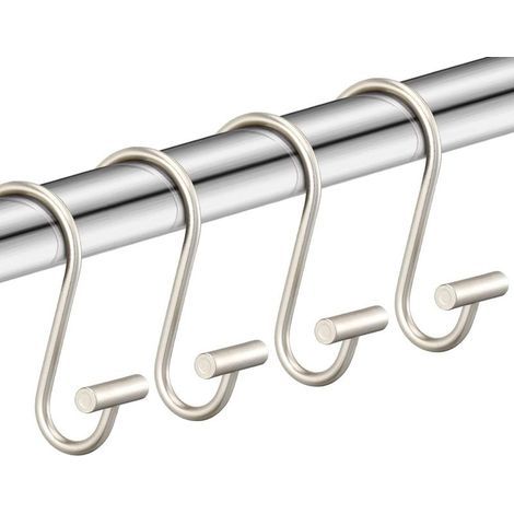 Lot de 12 crochets de rideau de douche en nickel avec barre en T, anneaux de rideau de douche antirouille pour salle de bain pour tringle à rideau de douche (1/4)
