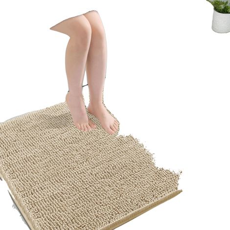 Alfombrilla de baño, microfibra suave, diseño moderno, beige, 51x76 cm. (1/2)