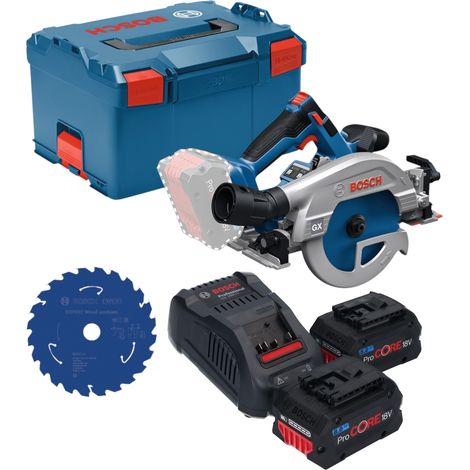 Scie circulaire sans fil Bosch GKS 18V-57-2 GX Professional 18 V 165 mm sans balais + 2 batteries ProCORE 8,0 Ah + chargeur + L-Boxx (1/5)