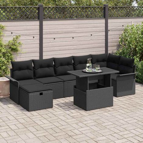 Teenpull – Gartensofa-set 8 Stk. Schwarz Poly-Rattan (1/5)