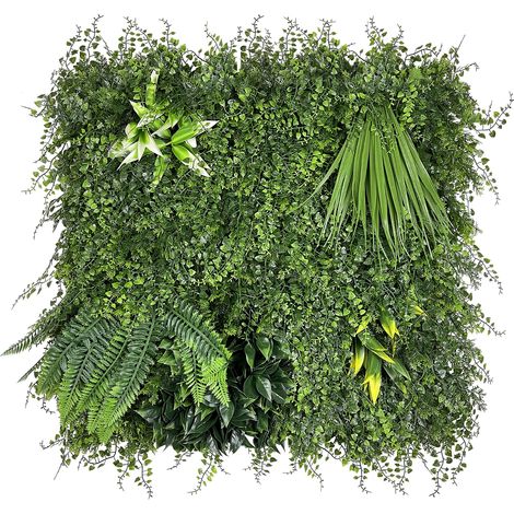 Pannello Stile Giungla Foglie Artificiale A Parete Per Interno Esterno Giardino Verticale Siepe Finta Muro Bosco Erba Recinzione Anticaduta Frangivista Dalia - 100x100 cm (1/5)
