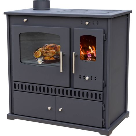 Prometey – Cuisinière à bois 7 kW – Plaque en fonte – Efficacité A+ – Rendement 83,63% – Sortie de fumée latérale gauche – Pour 30-80 m² (1/5)