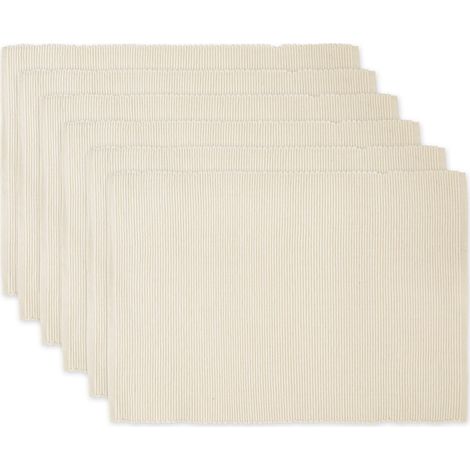 Lot de 6 Sets de Table côtelés 100% Coton 33 x 48 cm Naturel (1/5)