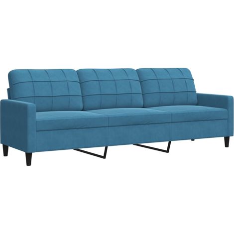 Canapé à 3 places,Sofa pour Salon,Banquette Bleu 210 cm Velours CFW743901 (1/5)