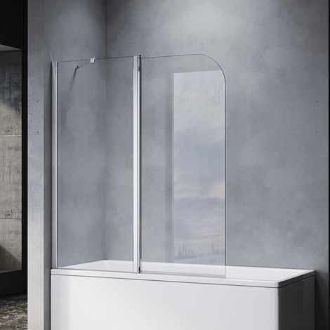 SONNI Panneau de baignoire douche Paroi pliante de baignoire en verre Paroi de douche pour baignoire en 2 parties 140x120(HxL),porte pivotant à 180°,avec stabilisateur,nano verre (1/5)