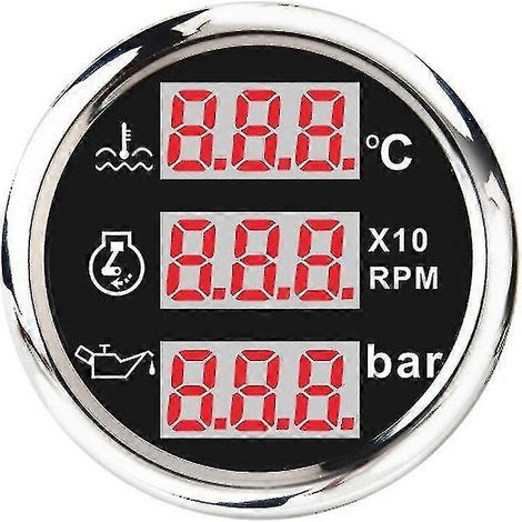 Manomètre numérique multifonction 3 en 1 52 mm étanche avec alarme, noir PXCL (1/4)