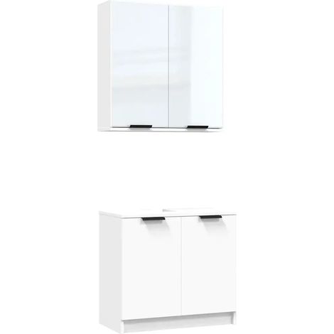Conjunto de 2 muebles de baño modernos almacenamiento óptimo 64 x 33 x 59 cm de madera contrachapada blanco 020055219 (1/4)