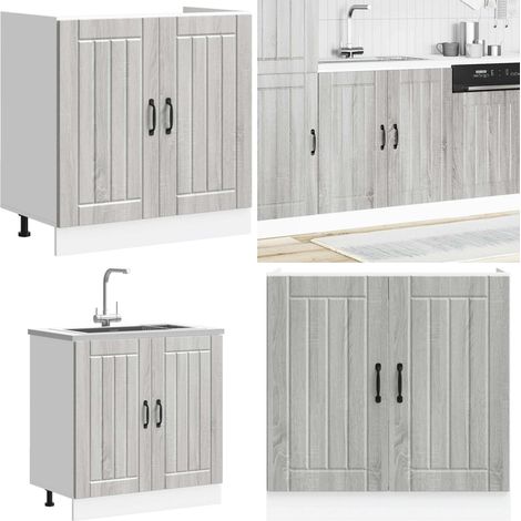 vidaXL Meuble de base de lavabo Lucca sonoma gris bois d'ingénierie (1/5)