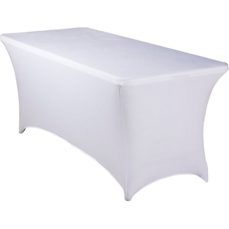 1 nappe de table rectangulaire, élastique en spandex, 183x75x75 cm, noir/blanc/champagne/bleu, pour salle à manger et événements (1/5)