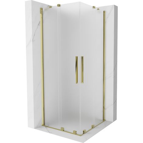 Mexen Velar Duo cabina de ducha corredera 100 x 100 cm, escarcha, dorado - 871-100-100-32-50 (1/5)
