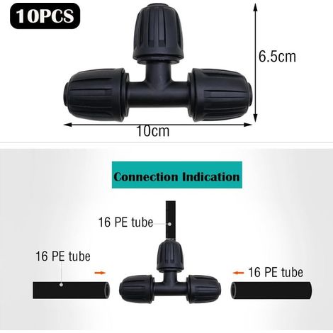 Connecteur d'irrigation goutte, 1/2 pouce tuyau d'irrigation goutte 10 pièces, d'irrigation goutte type Y, connecteur tuyau d'irrigation en plastique, pour 16mm système d'arrosage goutte (1/5)