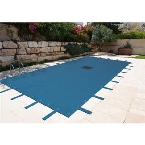 Bâche d'hiver pour piscine 4,5 × 9,5 m – En polyéthylène tissé UV résistant, poids léger (140 g/m²), avec sangles de fixation tous les 1 mètre