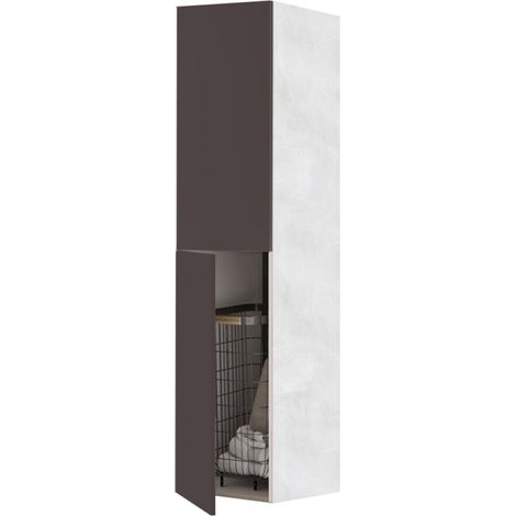 Mobile colonna 2 ante 40x182h con Carrello panni Grafite/Grigio (1/2)