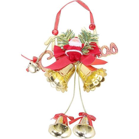 Décorations de Noël : cloches, Père Noël, suspensions murales, sapin de Noël en plastique doré (Joyeux Noël)-20cm-Golden