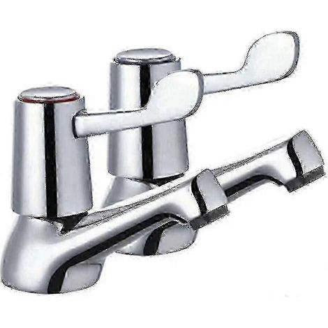Robinet de salle de bain à levier - Ensemble robinet de lavabo 1/2 pouce avec poignée en métal chromé poli. (1/5)