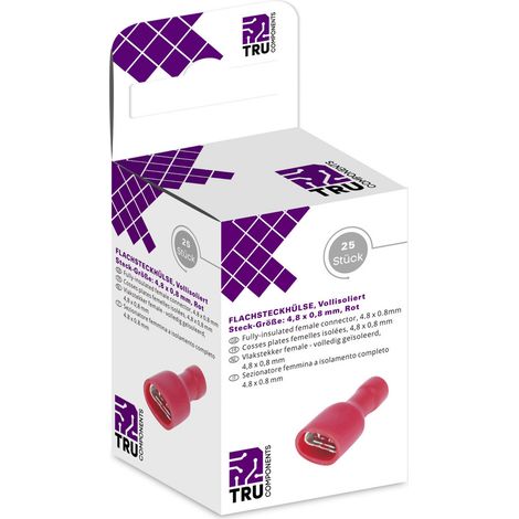 TRU COMPONENTS T1904C115 Flachsteckhülsen-Sortiment Steckbreite: 4.80 mm Steckdicke: 0.80 mm 180 ° (1/2)