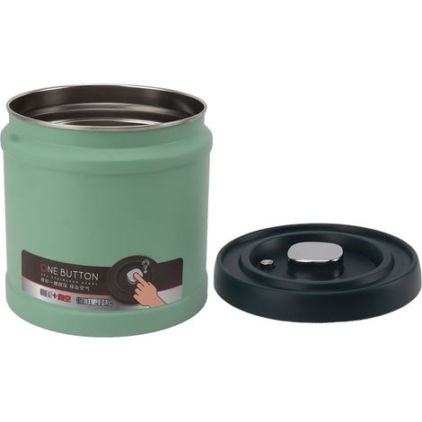 Boîte de conservation hermétique en acier inoxydable pour aliments de cuisine, type presse, sous vide, pour thé, café, grains de thé, farine, céréales, sucre, vert menthe, 1600 ml, 14,2 x 14,6 cm (1/5)
