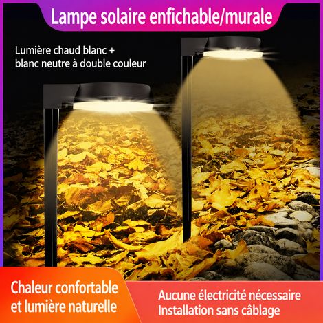 Lampe solaire LED 4W pour jardin étanche IP65 borne à piquet et pilier 135 mm double température de couleur 700 g – Livraison gratuite (1/4)