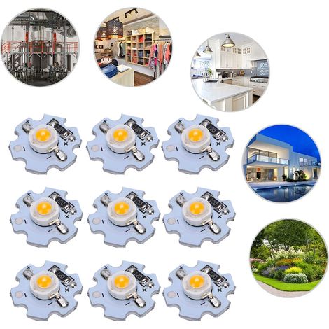 Lot de 25 LED haute puissance 0,5 W 5 V avec plaque en aluminium, lumière jaune : 588-590 nm (1/5)