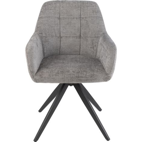 Fauteuil repas 58x56,5x85 cm en tissu gris clair et métal - LOUKS (1/5)