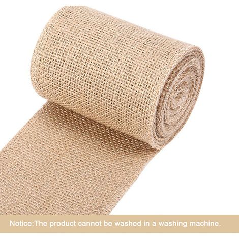 Chemin de table rustique en toile de jute naturelle, ruban de jute, pour loisirs créatifs, chaises, décoration intérieure, mariage, fête, 10 x 500 cm (1/4)
