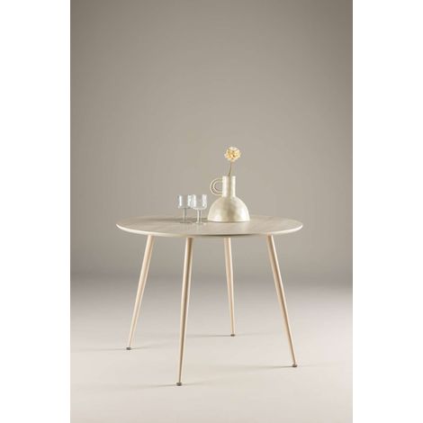 Plaza table de salle à manger Ø100 cm whitewash. (1/5)