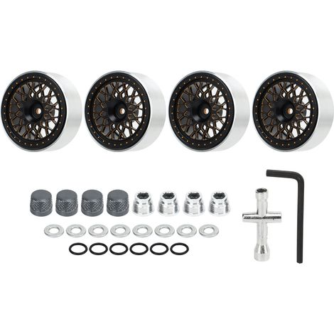 Jante RC Beadlock 1,9 Pouce Alliage d'Aluminium avec Couvre-Jante et Clé pour Voiture RC 1/10 - 4 Pièces (1/5)