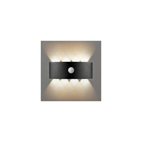 Applique Murale LED avec Détecteur de Mouvement, Étanchéité IP66, Lumière Haut-Bas 8W, Noire - Idéale pour Chambre, Extérieur [Classe énergétique G]