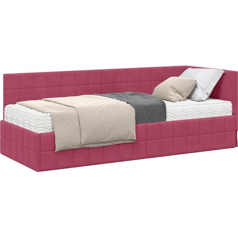 Corner Bed Frame with Mattress Manual 2 pcs Green Velvet vidaXL