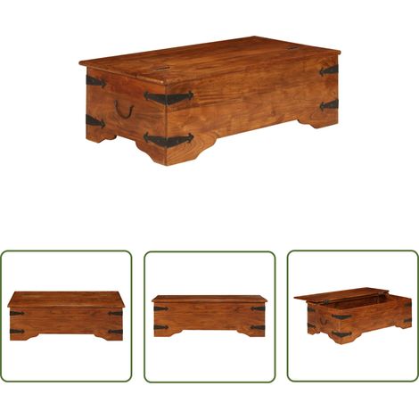 The Living Store Couchtisch Massivholz mit Honigfarbenem Finish 110x55x35 cm - Holz Couchtisch - Vintage Couchtisch - Akasienholzmöbel - Beistelltisch - Wohnzimmer Dekoration (1/5)
