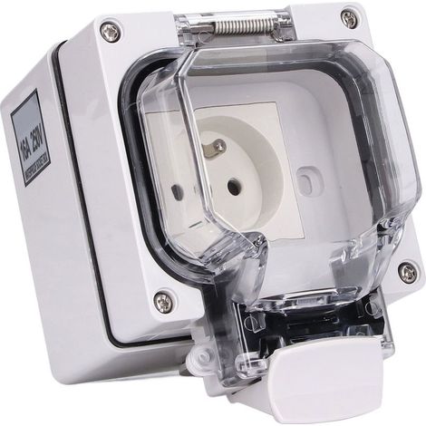 Prise extérieure étanche IP66 250V 16A – Boîtier ABS résistant aux chocs – Installation murale sécurisée pour équipements extérieurs (1/5)