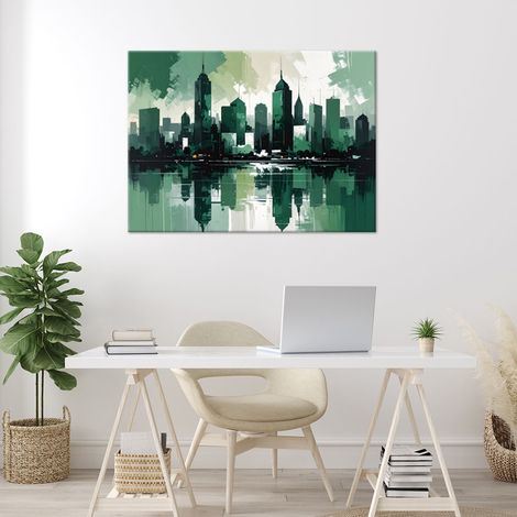 Wandbild Moderne Stadtgebäude Grün 90x60 (1/4)