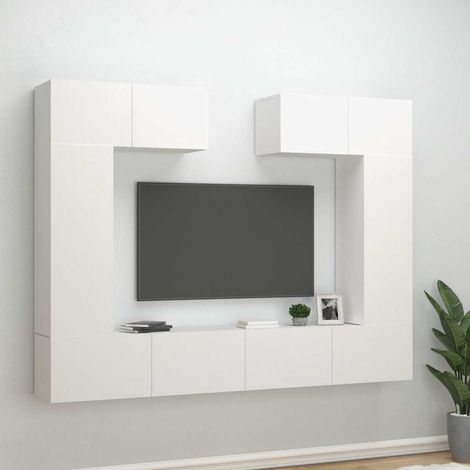 Ensemble de meubles TV 6 pcs-Banc TV-Meuble Télé Blanc Bois d'ingénierie 967442 (1/5)