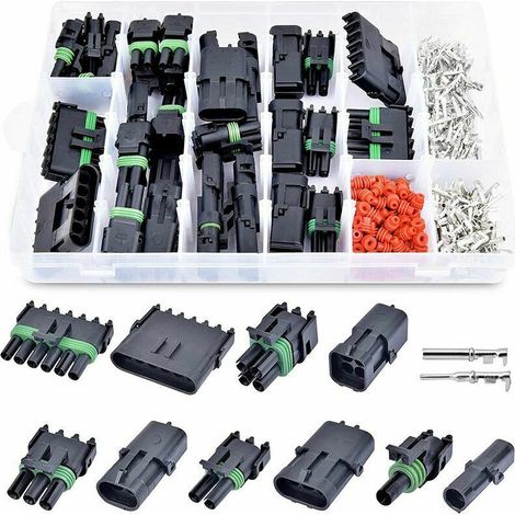 Imperméable à l'eau Connecteur , Connecteur étanche électrique Prise Mâle et Femelle Terminaux, Waterproof Fil électrique Connecteur pour Moto Auto Truck (320PCS) (1/5)