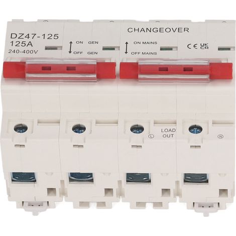 Disjoncteur de transfert à verrouillage double alimentation 125 A 2P et 2P pouvoir de coupure 10 kA, commutateur de transfert CA 240-400 V (1/5)