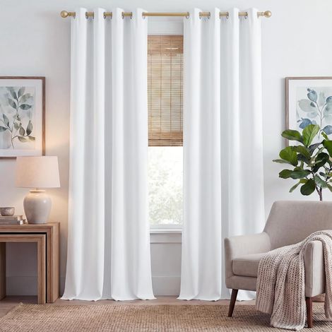 AMXCNOY Rideaux Occultants Thermiques 150x230cm avec Oeillets - Lot de 2 Voilages Isolants Anti-Lumière pour Chambre et Salon, Blanc Pur (1/5)