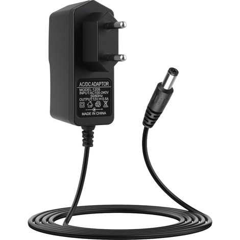 12V 0,5A Adaptateur Secteur Chargeur Compatible Bande LED, Caméra CCTV, Routeur, Ventilateurs et Haut-Parleurs, Universelle AC 100–240V, 5,5x2,5mm Fiche, 1m Câble (1/5)