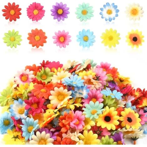 120 PCS Tête de Marguerite Artificielle Petite Fleur Artificielle en Soie Fausse Tête de Fleur de Marguerite Tête de Fleur Artificielle Mini Fleurs Artificielles Deco Mariage pour DIY, 4cm (1/5)