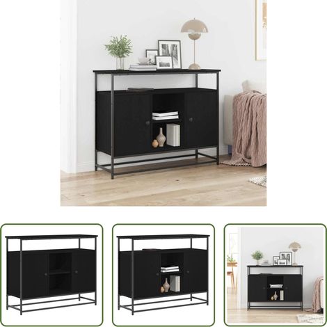 vidaXL Buffet bois d'ingénierie - Buffet Chêne noir 100 x 35 x 80 cm Bois d'ingénierie (1/5)