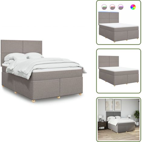 The Living Store Giroletto a Molle con Materasso Tortora 160x200 cm in Tessuto - Materasso a molle insacchettate