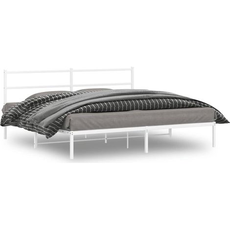 Bettgestell mit Kopfteil Metall Weiß 193x203 cm